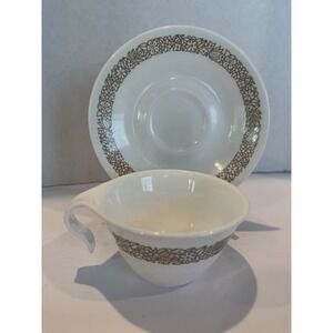 Vintage Corelle Woodland Leaves Design With Hook Cup and Saucers Set of 6